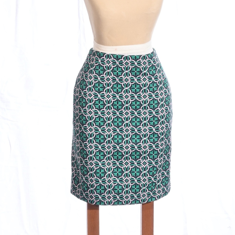 Emerald Patterned Pencil Skirt, J. Crew, 2P